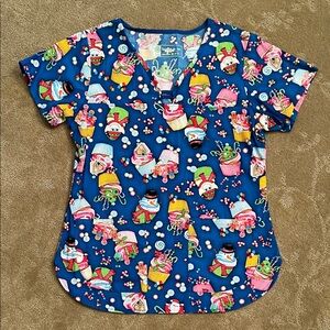 Bring It On Christmas Candies Fitted Scrub Top, Small